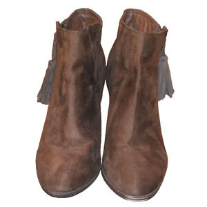 MERONA Faux Suede Boots Brown with Fringe Women's Size 11 Cowgirl Boho Western